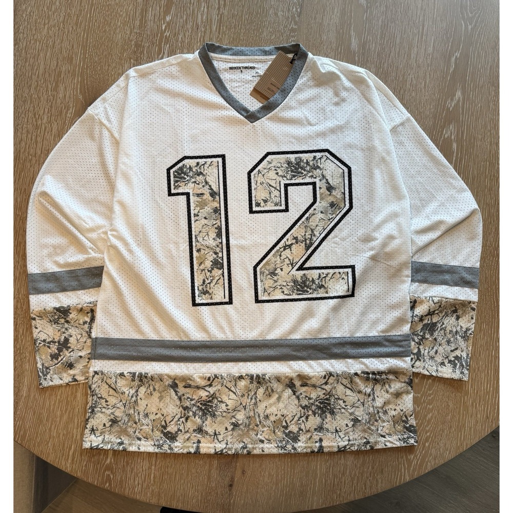 Broken Threads Jersey XL White And Camo #Y2K #streetwear #12 Football Jersey